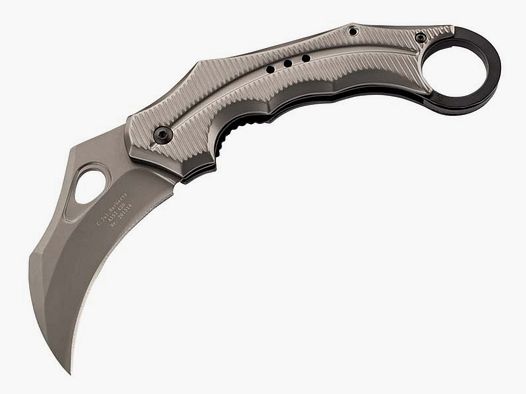 Herbertz Karambit Mes, Staal AISI 420 titanium gecoat, Liner Lock, titanium gecoate roestvrijstalen schalen, metalen clip