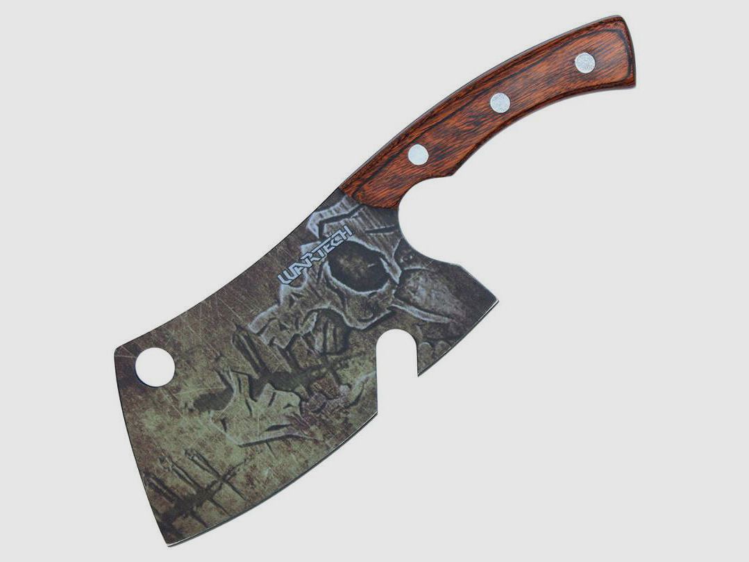 Hunting axe death with motif on the axe blade