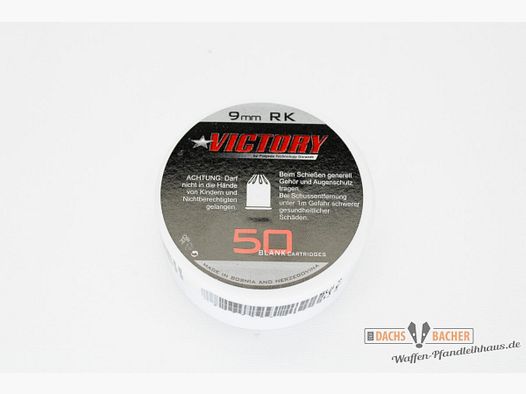 Victory 9mm R.K. 50 Schuß Messinghülse Knallpatronen Platzpatronen