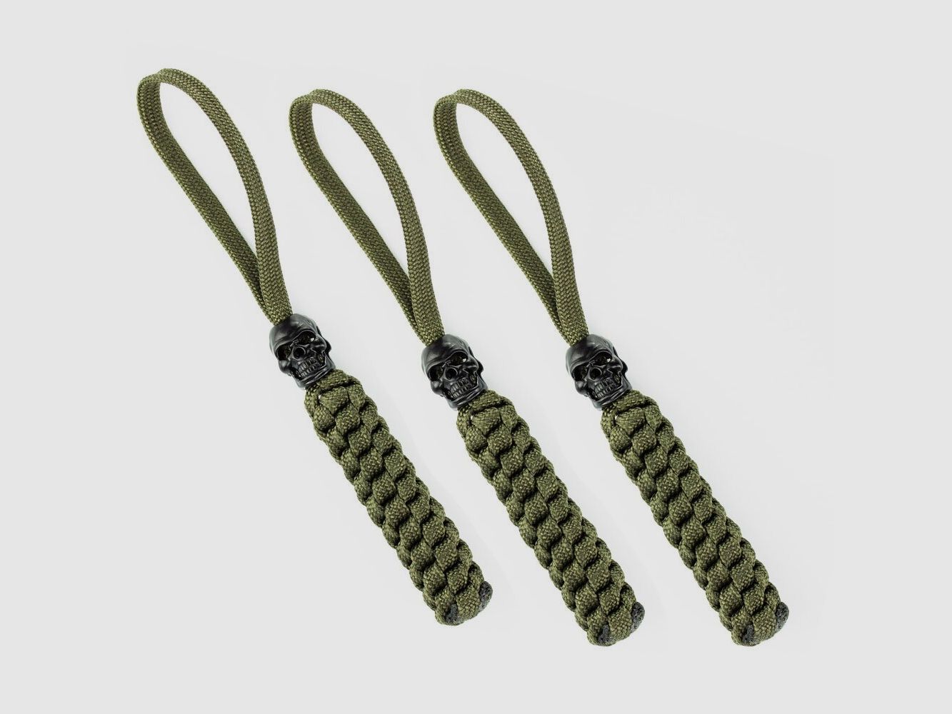 Lanyard mit Totenkopf 3er Set Oliv