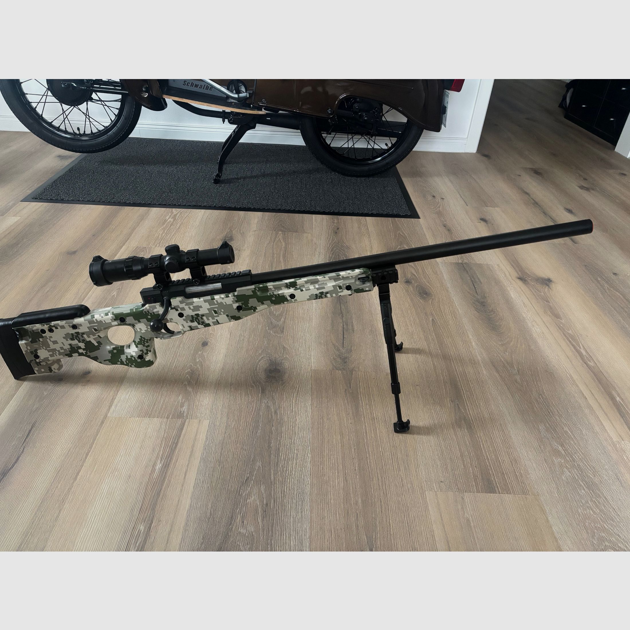 6mm sniper with scope and bipod