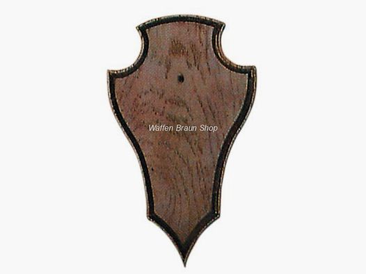 Gehörnbrett für Rehwild, 22X13 cm, spitze Form, mit Ausfräsung, dunkel