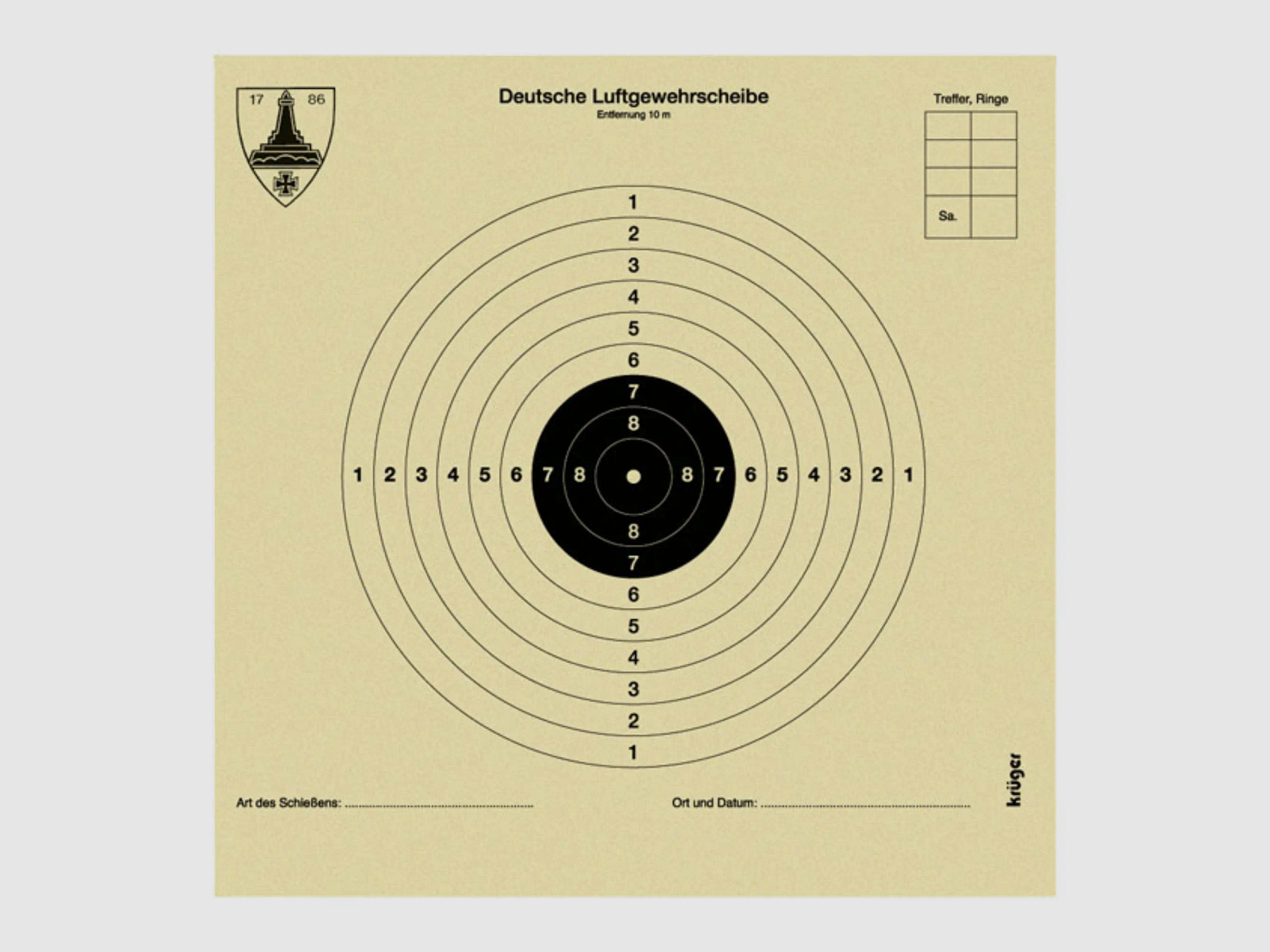 Zielscheibe für Luftgewehr "Kyffhäuser" 10 m | 12x12 cm (250 Stück)