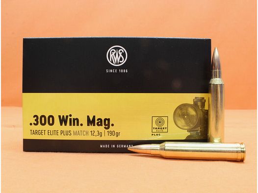 RWS Patrone .300WinMagnum RWS 190grs HPBT (2403866) VE 20 Patronen (Target Elite Plus)/ 12,3g Hohlspitz-Match