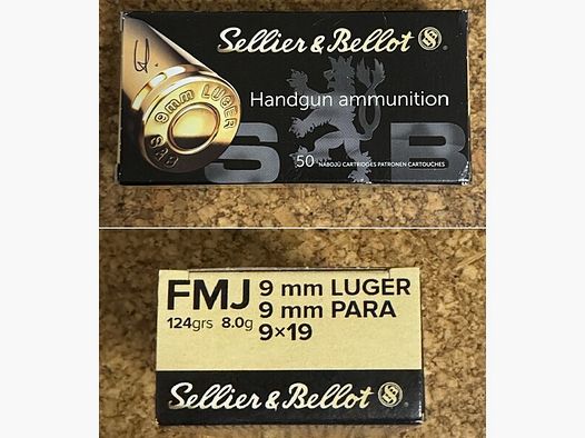 14 Pakete S+B Sellier & Bellot 9mm Luger FMJ 124grs. 8,0g