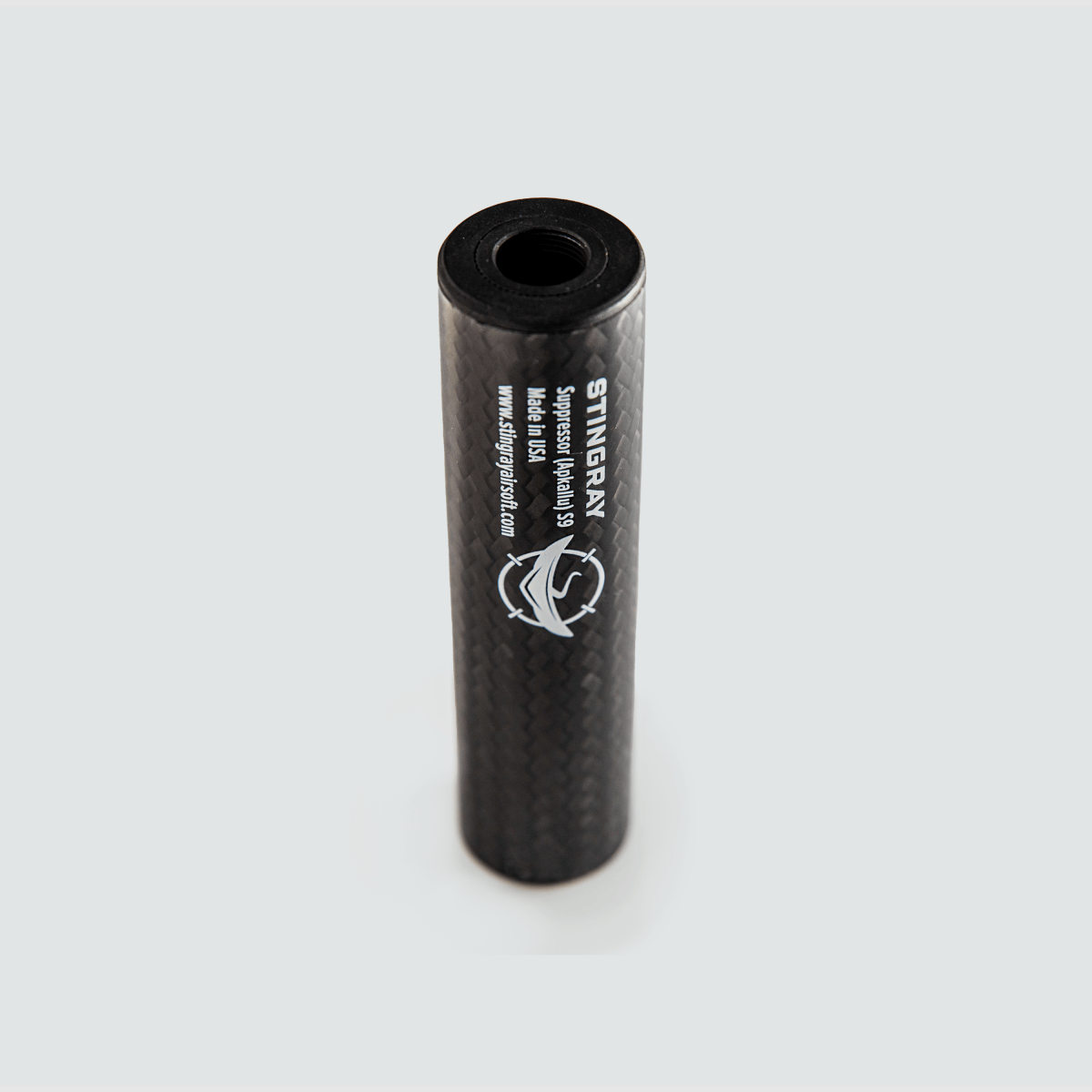 Stingray APKALLU S9 Silenciador de Airsoft de Fibra de Carbono con Reducción de Ruido | 14 mm CCW