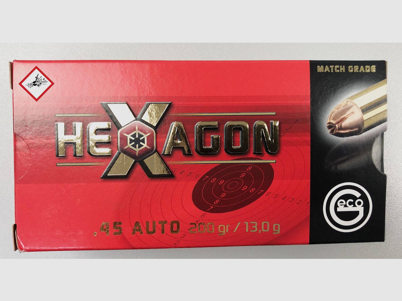 Geco Hexagon Pistolenpatrone .45 Auto 200 gr