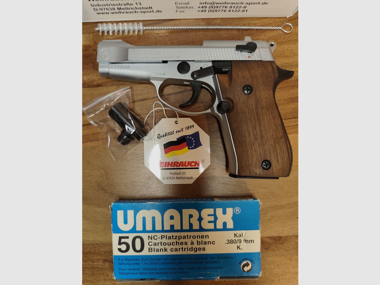 Weihrauch HW 94 Steal Look braune Echtholzgriffe PTB 855 Großes Smmler-Set