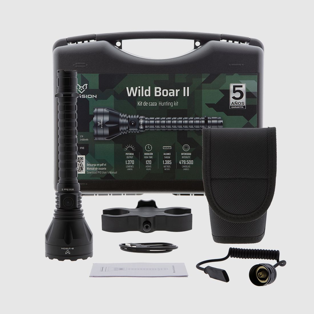 LED Jachtlamp WILD BOAR II 1.350 lumen B-Vision, afbeelding 1 van 5