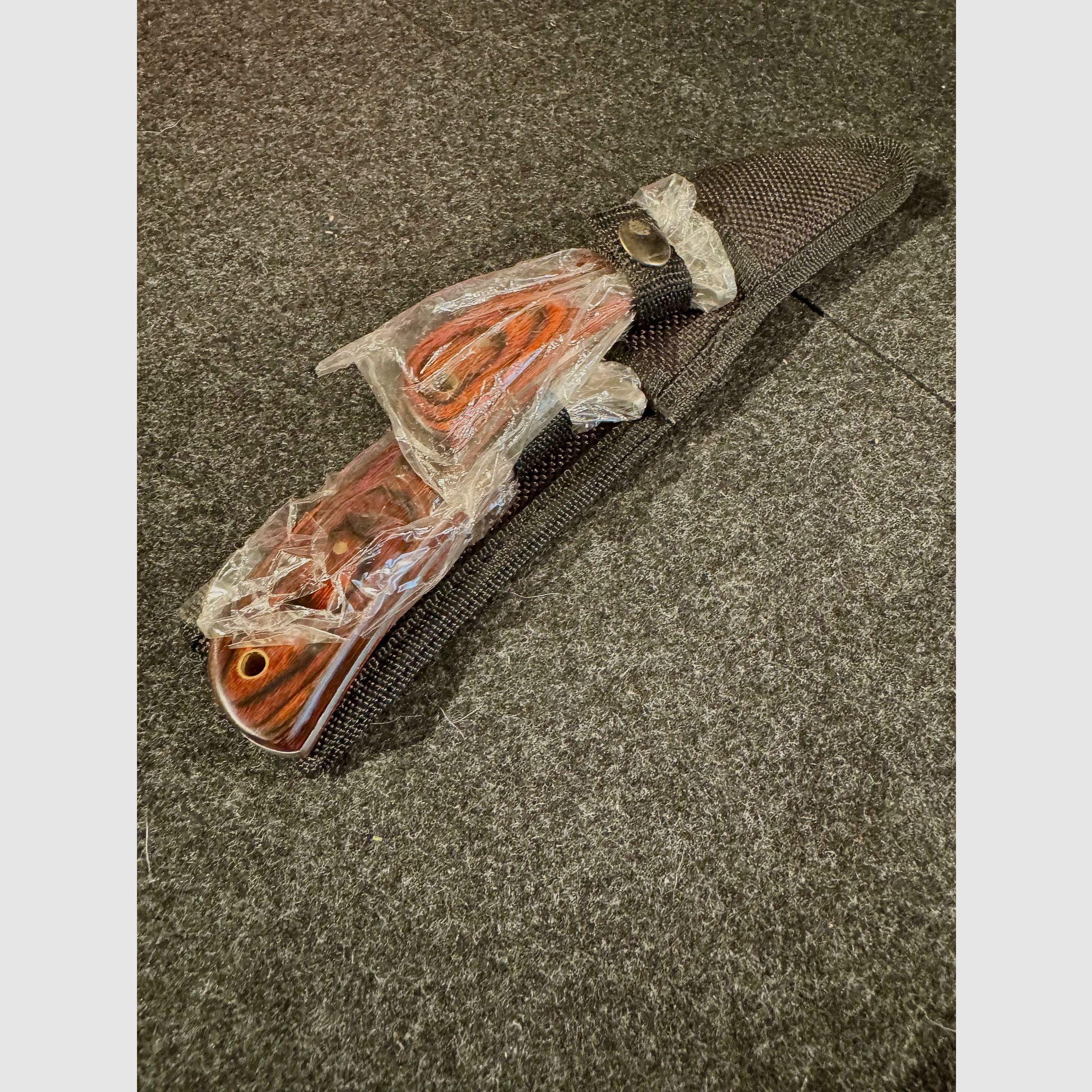 Doppel Gürtelmesser, 2 Messer in Nylonscheide, Askari, unbenutzt, Holzgriff, 72
