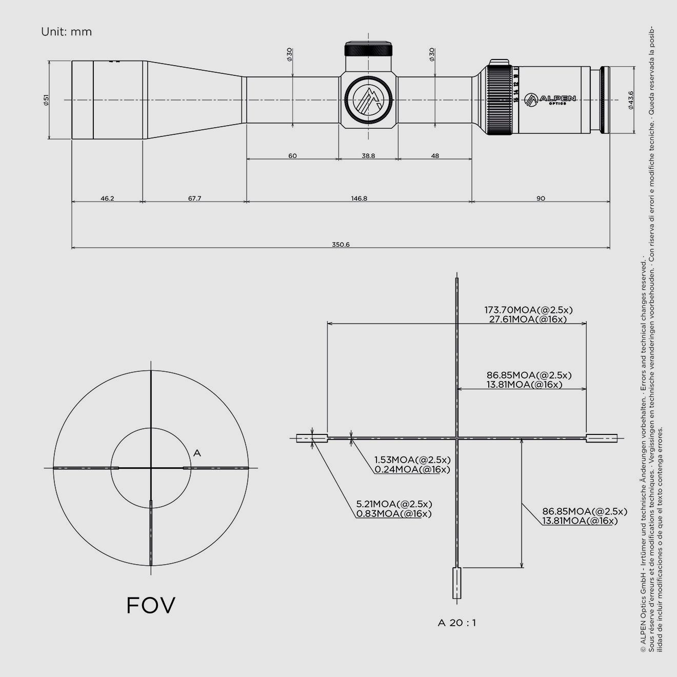 ALPEN OPTICS Apex XP target optics 2.5–16x42 A4 with SmartDot Technology