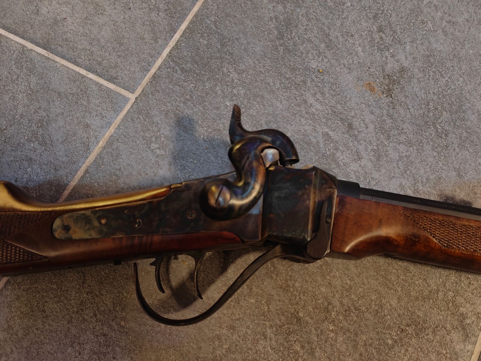 Perkussionsgewehr Kal.45/70 Perk. Länge: ca. 118cm Lauflänge: ca. 74,5cm,