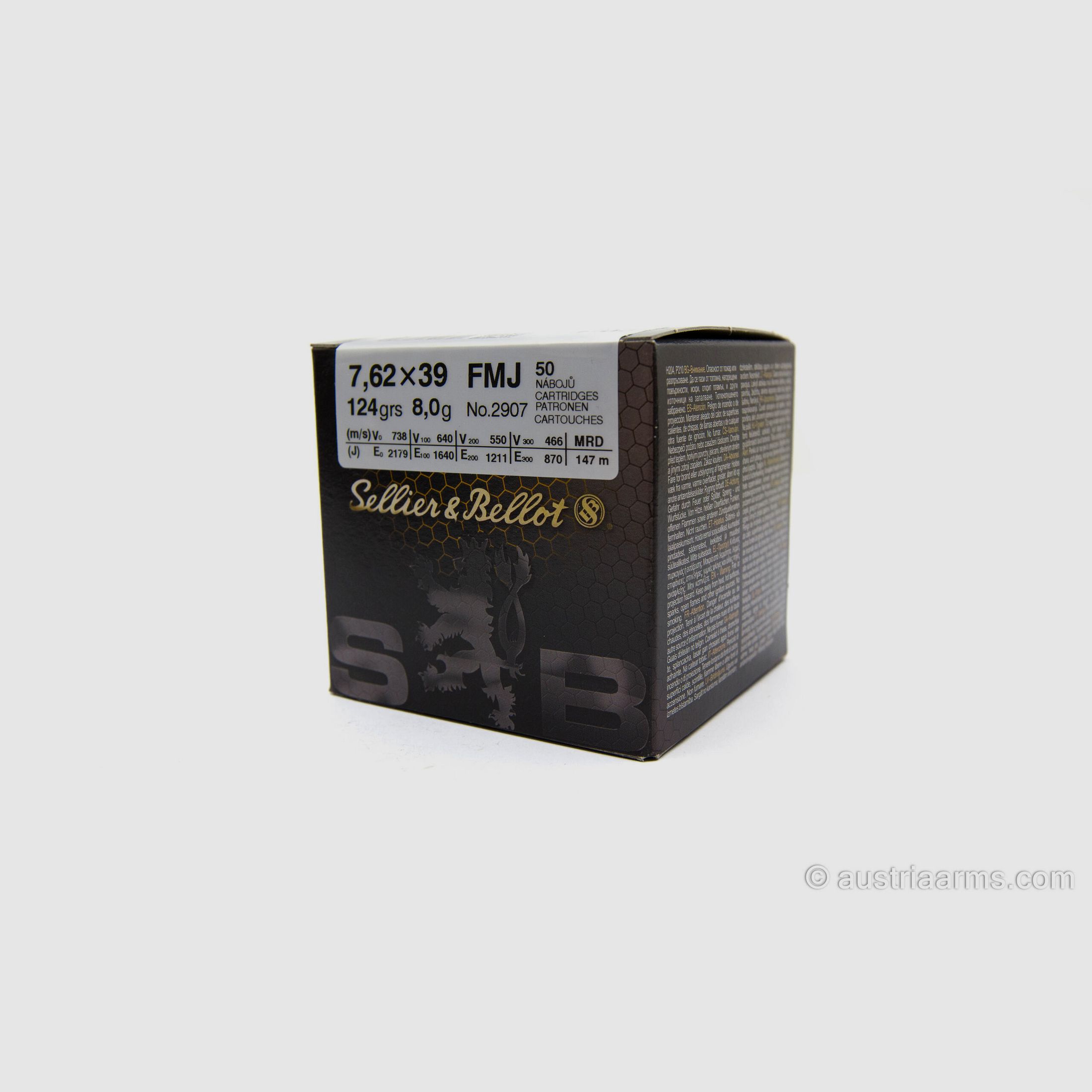 Sellier & Bellot 7.62x39mm FMJ 124gr – Full Metal Jacket, image 1 of 2