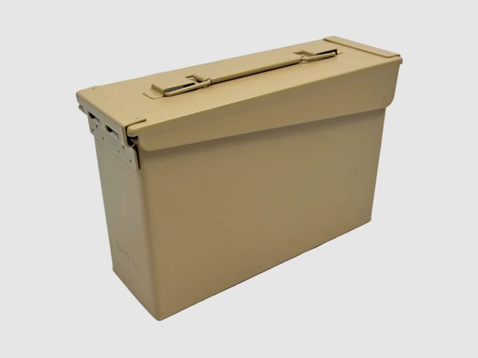 NATO / US ammunition box size 1 (Cal.30), metal, sand yellow, without print, new