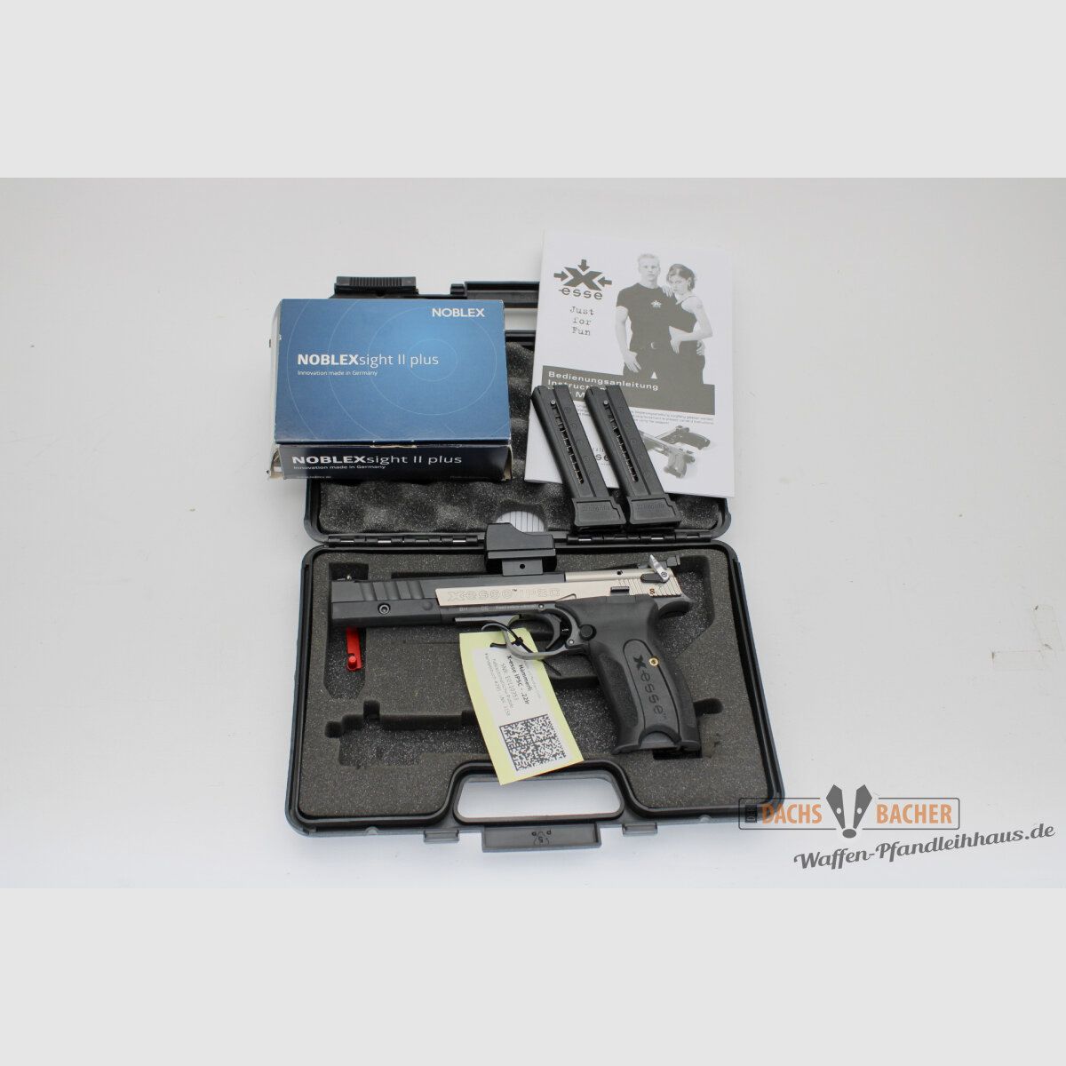 Hämmerli X-esse IPSC pistool kal. .22lr met 3 magazijnen en Noblex sight II plus