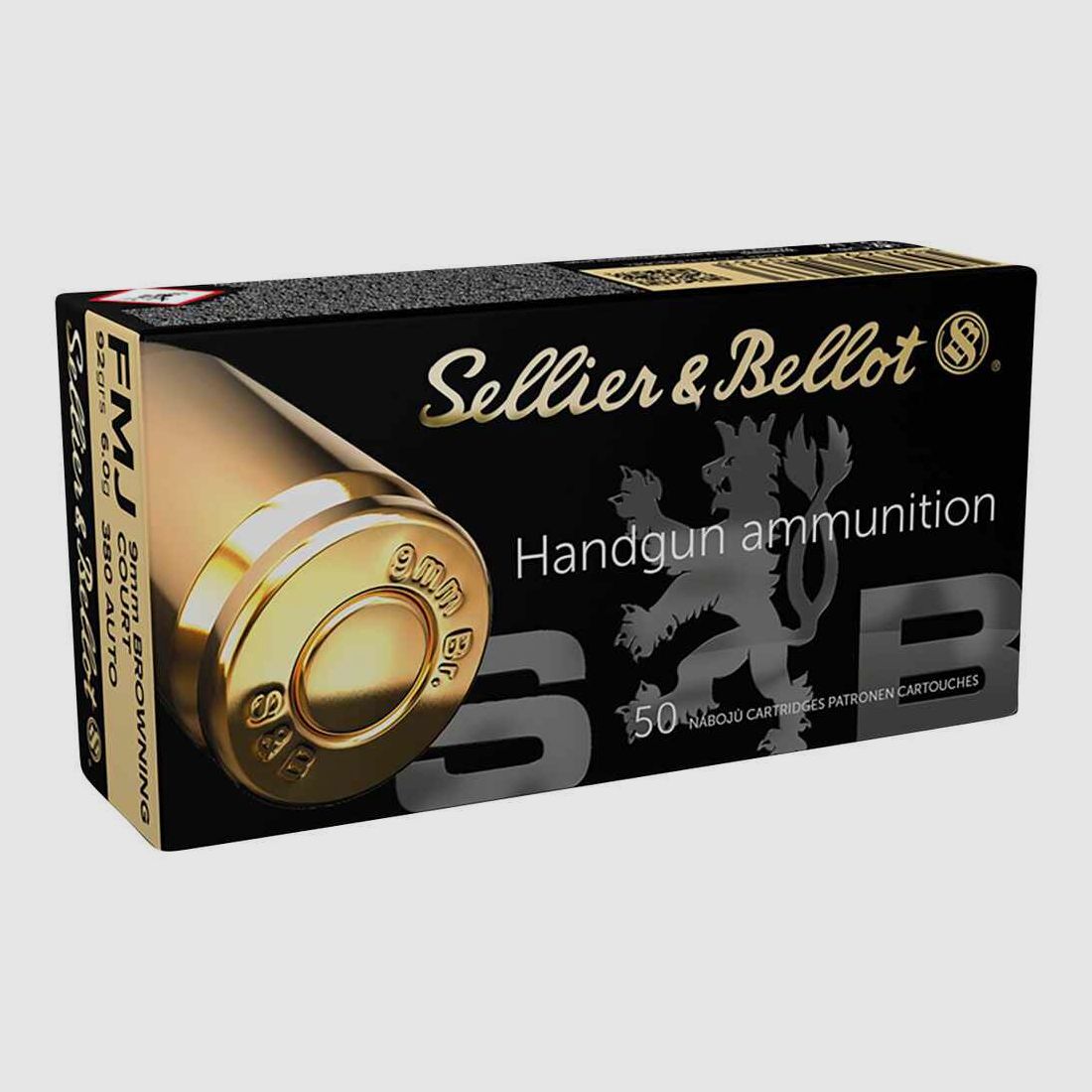 Sellier & Bellot 9mm Browning corto (.380ACP) de punta completa, calibre