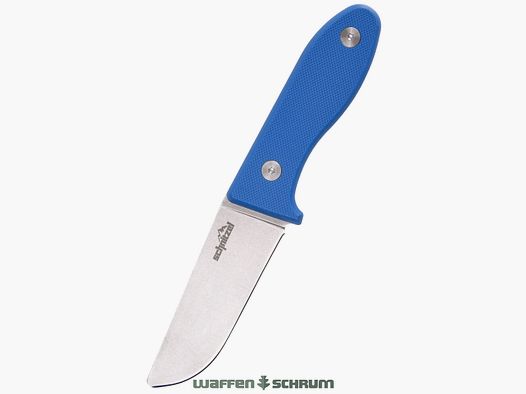 Cuchillo para niños Schnitzel UNU azul de acero inoxidable 8Cr13Mov con acabado stonewash incluido funda de Kydex (negro)
