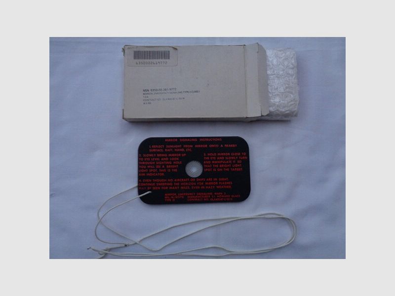 Orig. US Air Force/Army Piloten Survival Signalspiegel 80er Jahre, neu in OVP (NOS)