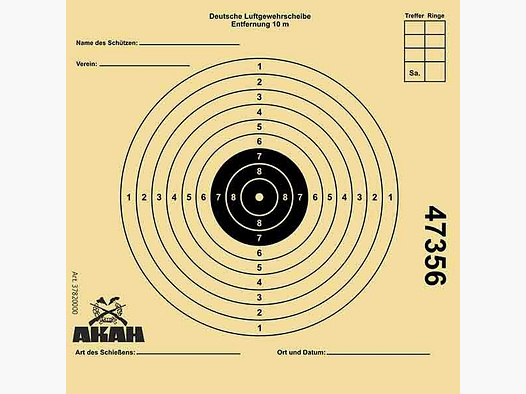 AKAH Luftgewehr-Scheibe 12x12 cm mit 10 Ringen