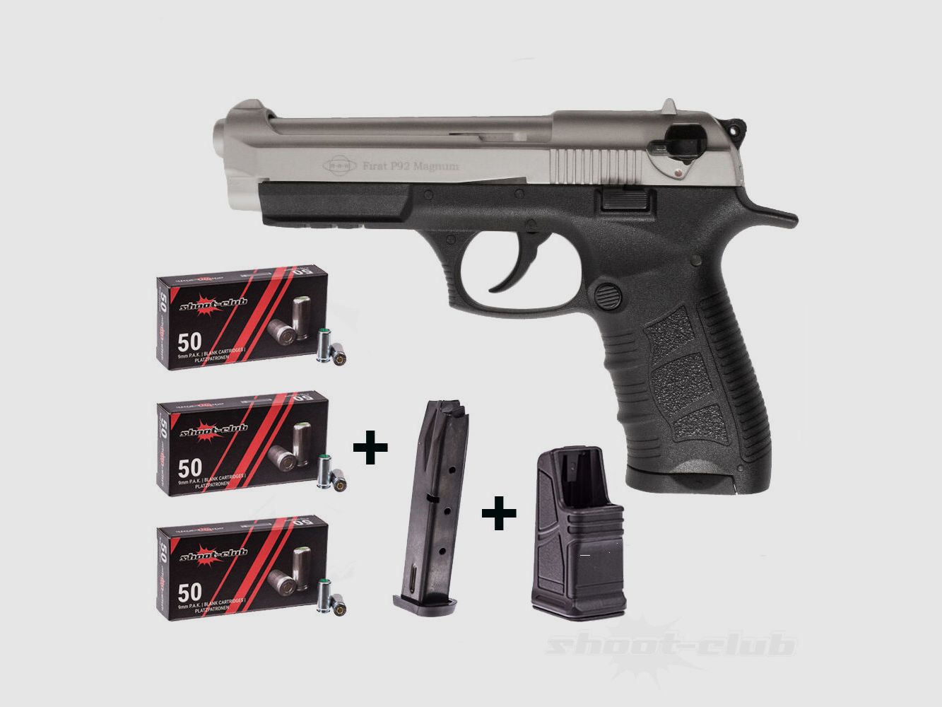 Ekol P92 Magnum Schreckschusspistol 9mmPAK Nickel mit Magazin