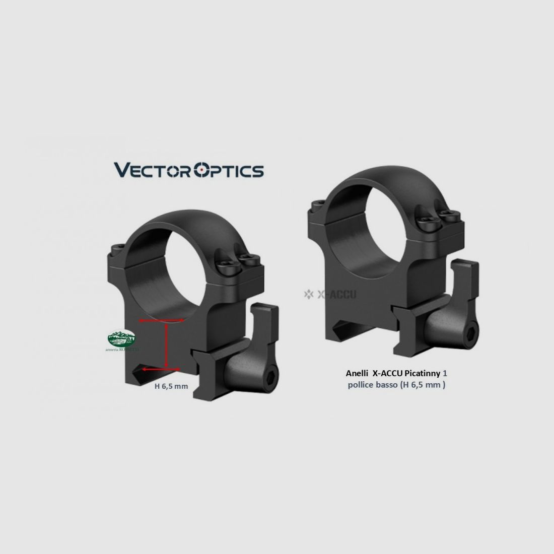 VECTOR OPTICS Picatinny-Ringe Durchmesser 1 Zoll niedrig XASR-SQ01