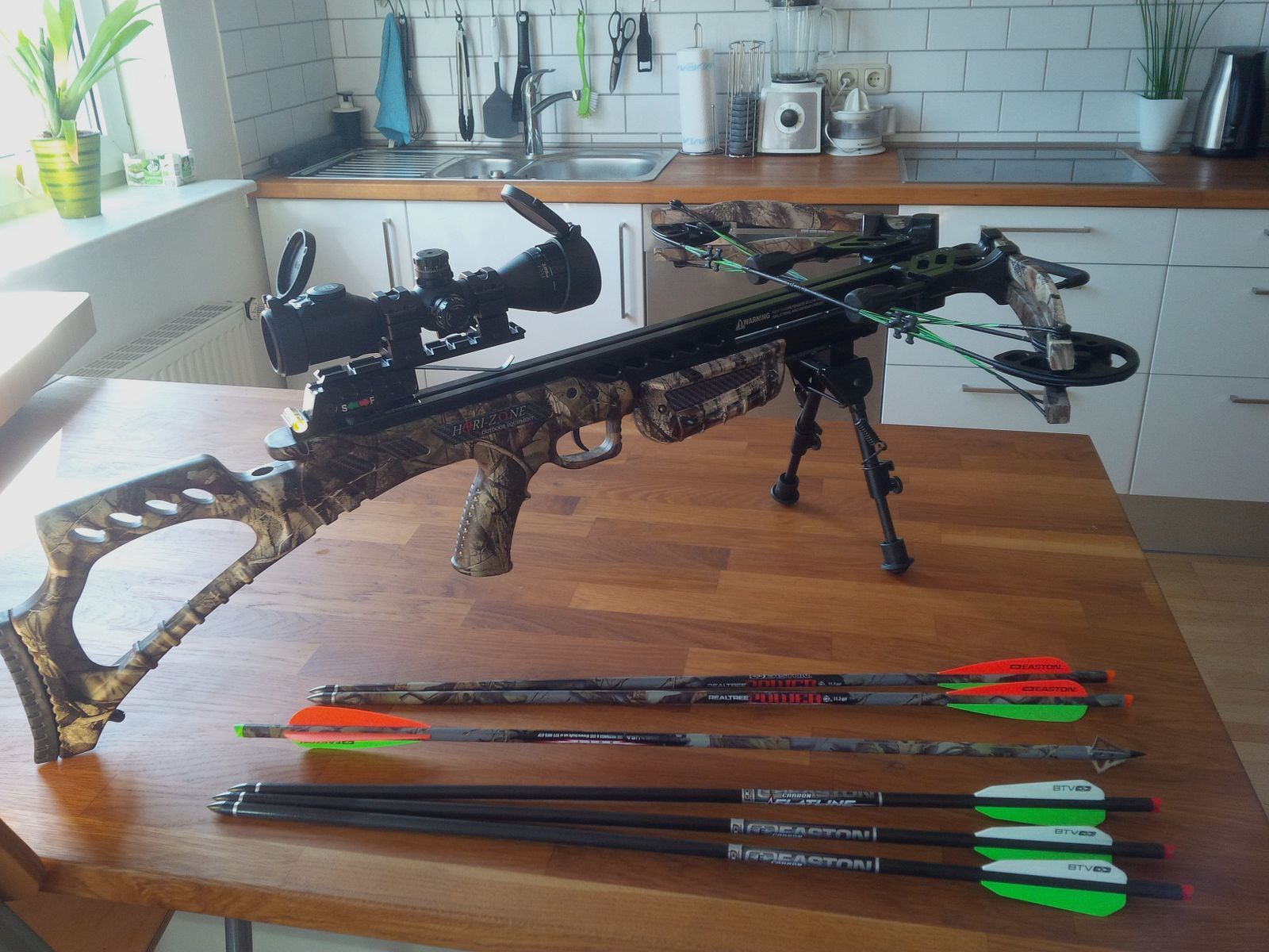 Compound Armbrust Hori-Zone Alpha XT 360 FPS mit optionaler Tenpoint Optik und Easton Carbon Bolzen
