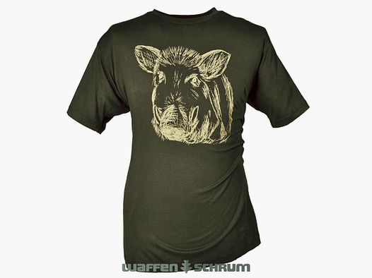 Hubertus T-Shirt Boar Head Olive