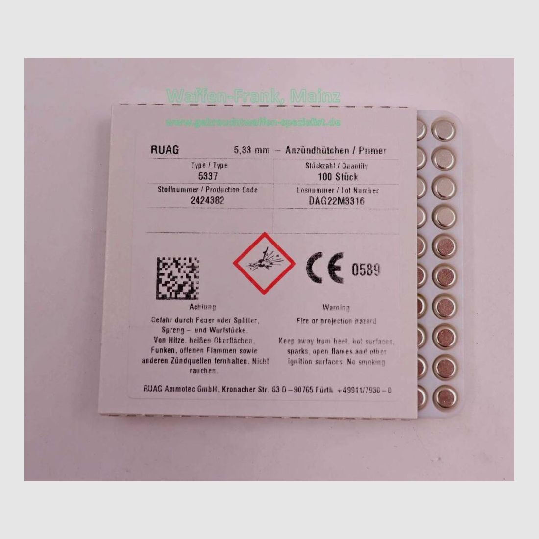 RWS (WZd.Fa.Rottweil) Large Pistol #5337 100 Stück