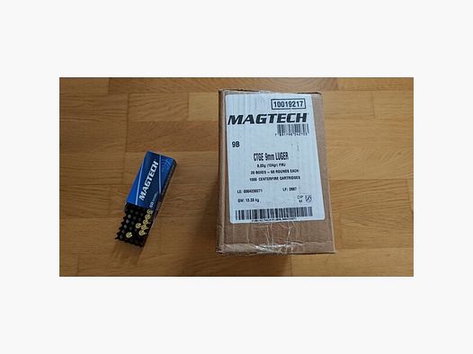 1000 (20x50er Pack) MAGTECH CTGE 9mm Luger 124gr / 9x19mm Vollmantel / ABHOLUNG