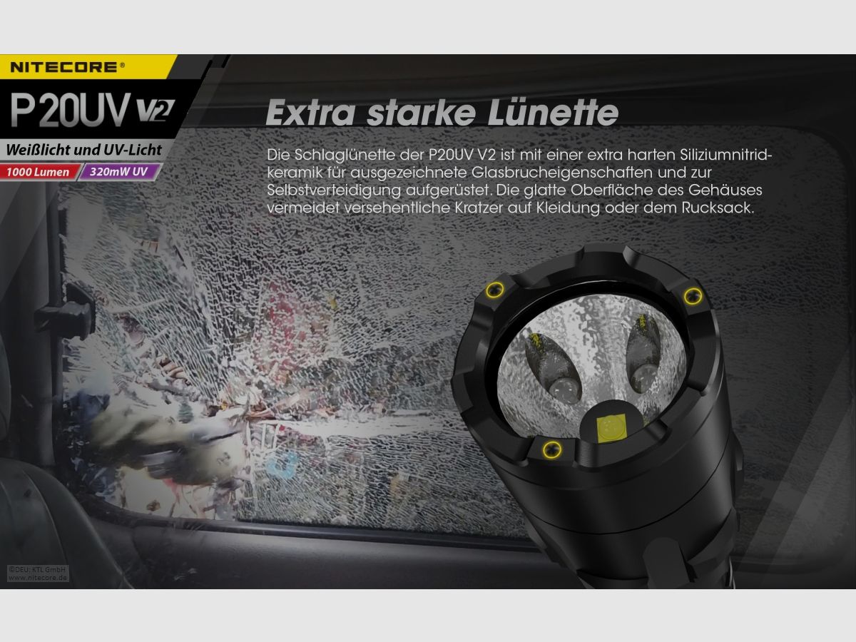 Nitecore P20UVV2 Taschenlampe P20UV V2 1000 Lumen UV Licht