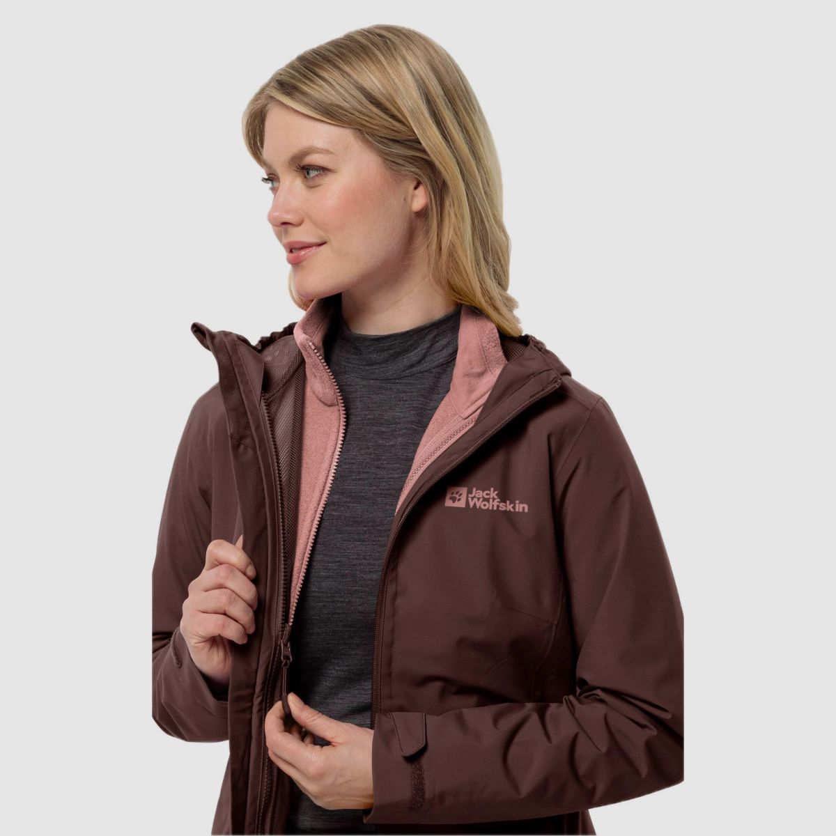 JACK WOLFSKIN Moonrise 3in1 Jacke W Dark Maroon