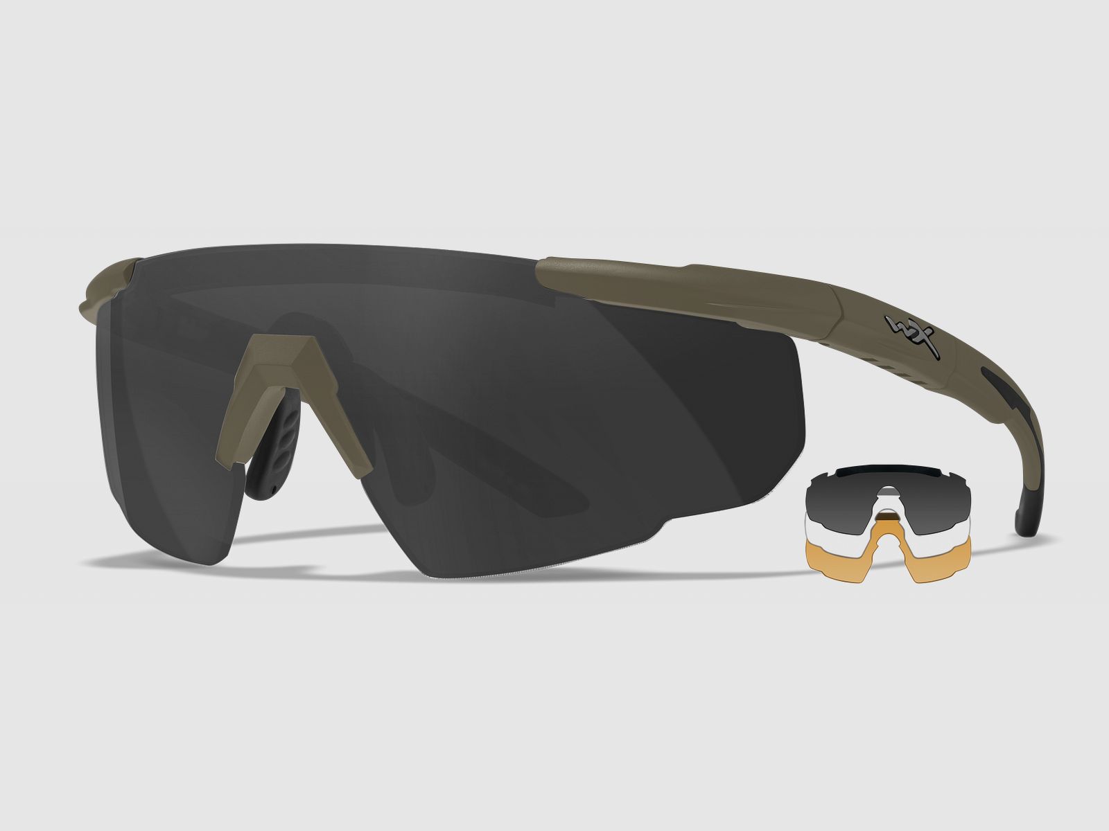 WX SABER Advanced Brille mit 3 Wechselgläsern, Gestellfarbe Matt Tarnfarbe