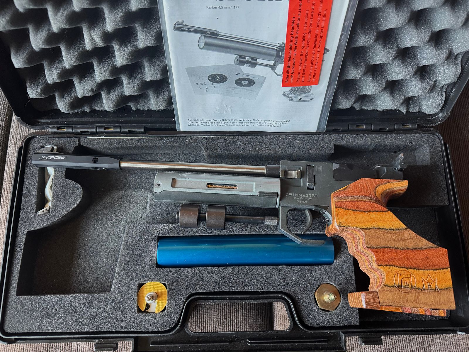 Röhm Twinmaster Sport mit Co2 Adapter und Pressluft System, Gewichten und Koffer
