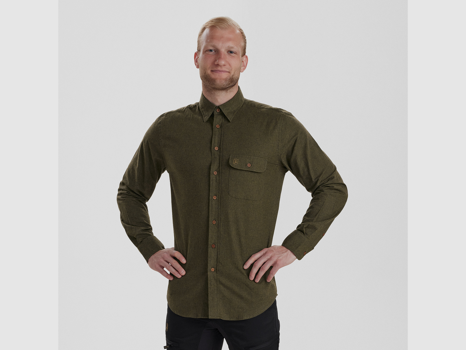 Liam Hemd - Tarmac Green – Kleidergröße Herren: 39/40