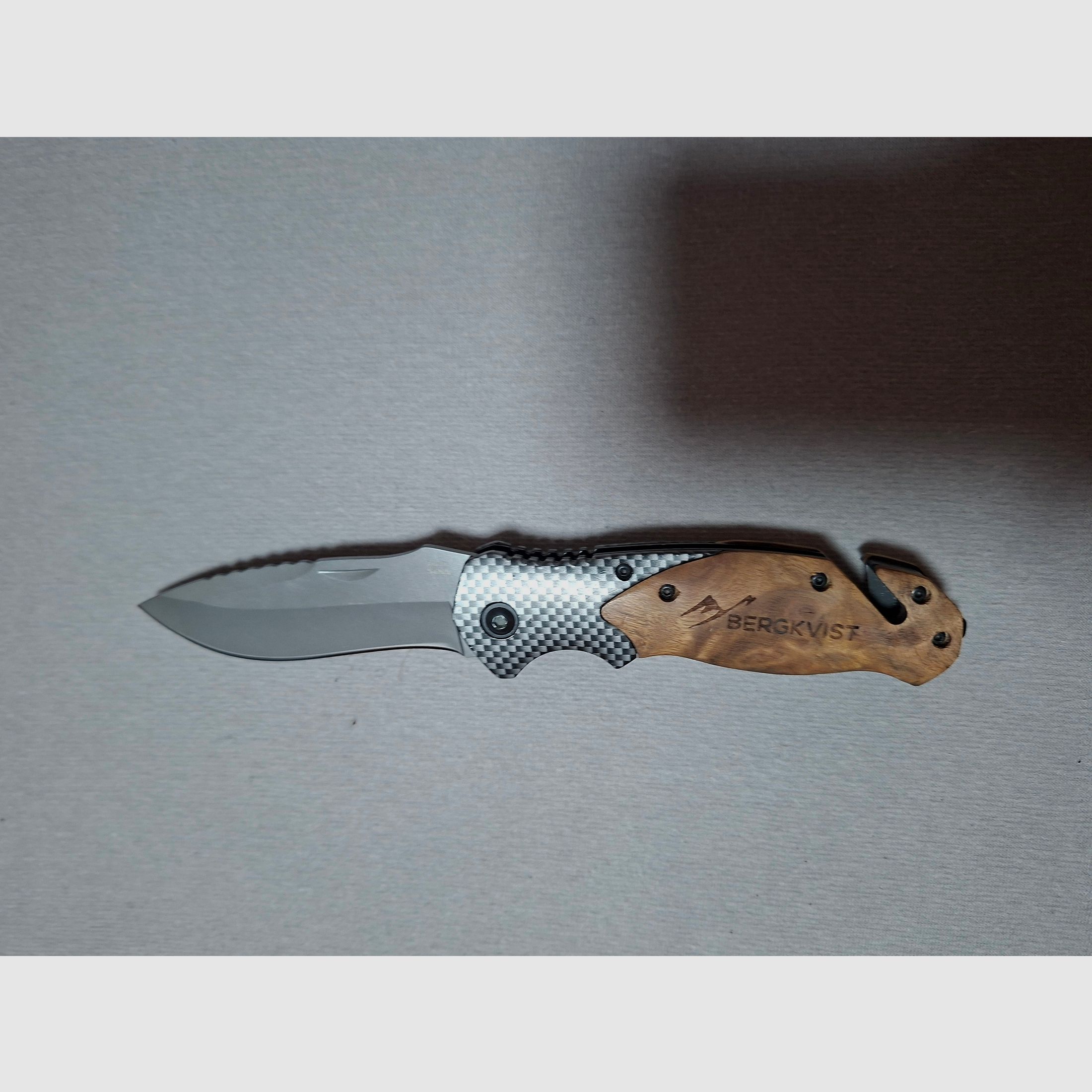 Bergkvist Klappmesser / Taschenmesser met houten handvat + etui