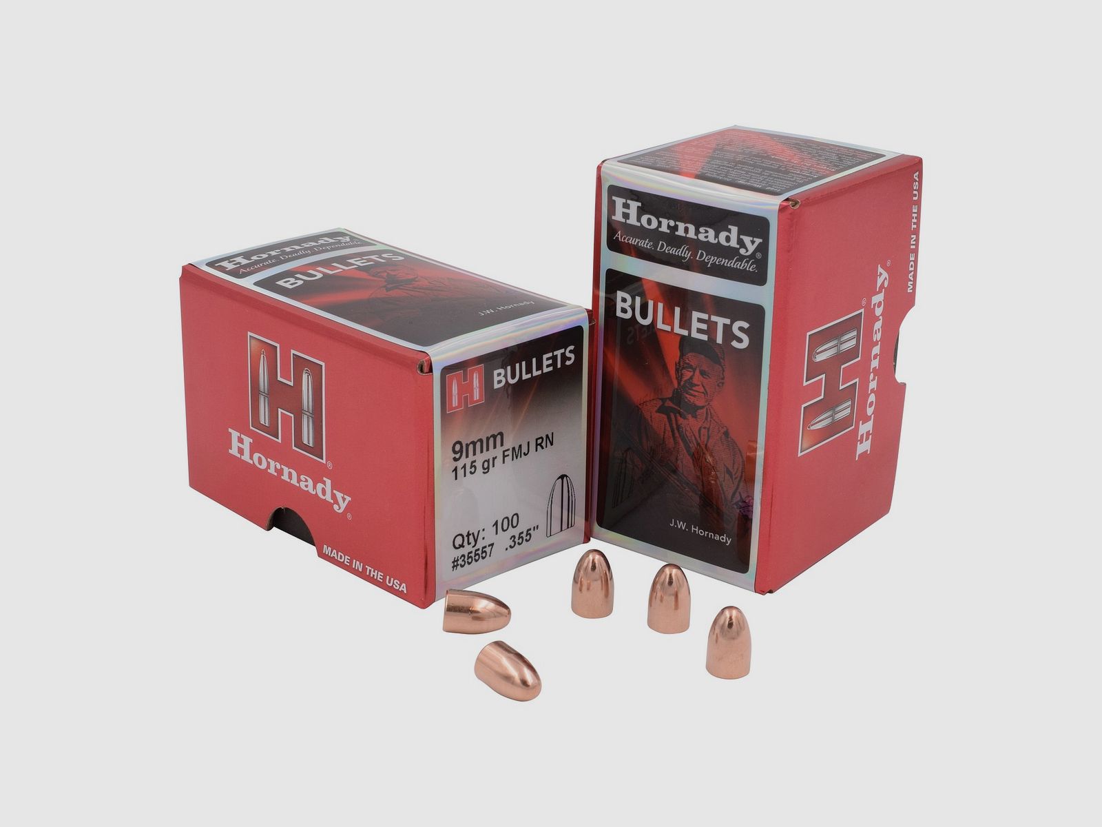 Hornady BULLETS 9MM/.355 115GR FMJ RN – 100 Stk.