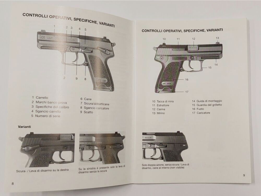 Heckler & Koch manual for USP Compact, Italian