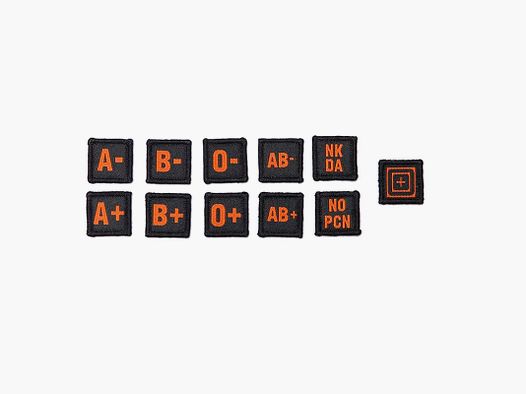 5.11 – MORALE PATCH BLOODY TYPE PATCH KIT 511 Scope Orange (11 pcs)