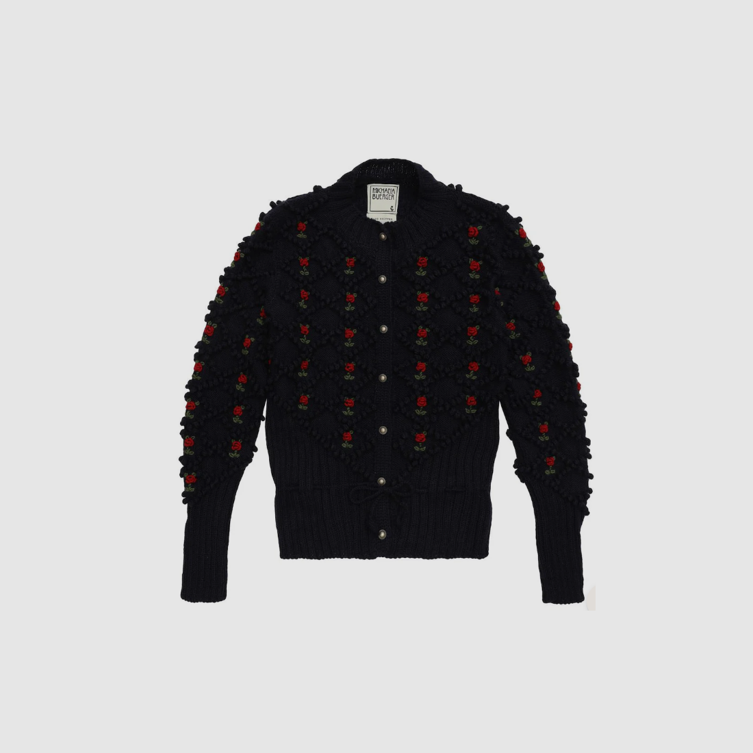 Michaela Buerger Karla Handgebreide Merino Wol Cardigan — Donkerblauw, afbeelding 5 van 7