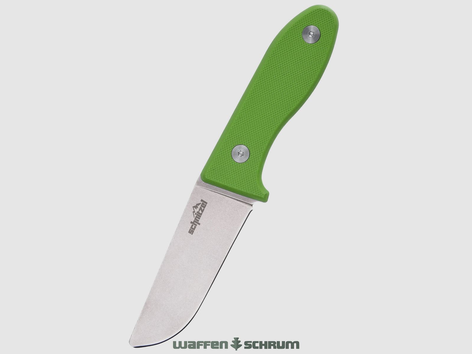Couteau pour enfants Schnitzel UNU vert en acier inoxydable 8Cr13Mov avec finition stonewash y compris étui en Kydex (noir)