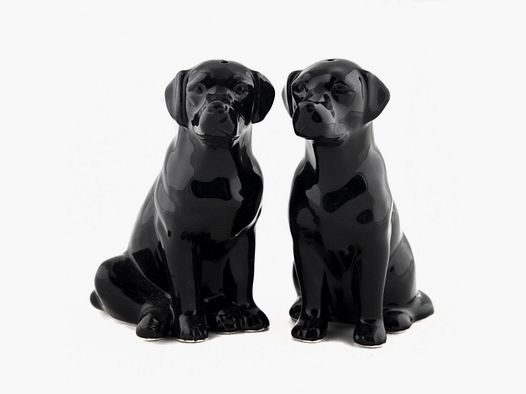 Lovergreen Porzellan Motiv schwarzer Labrador Salz- und Pfefferstreuer