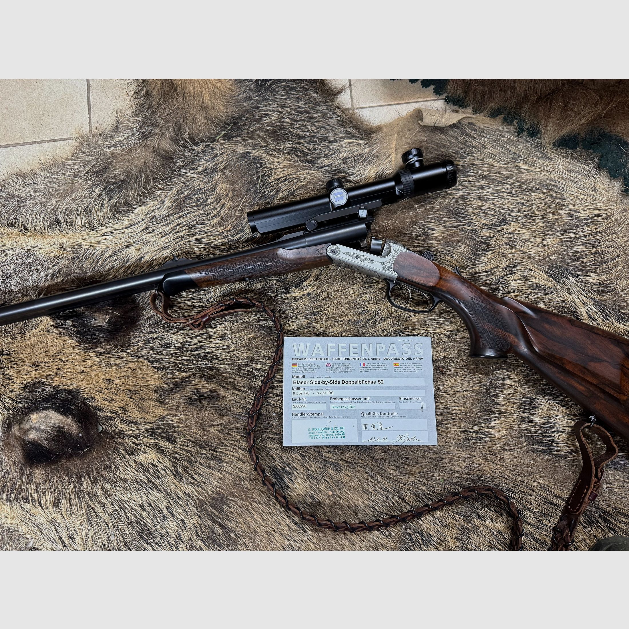Blaser Side-by-Side Doppelbüchse S2 8x57 IRS - 8x57 IRS inkl. Zeiss Optik