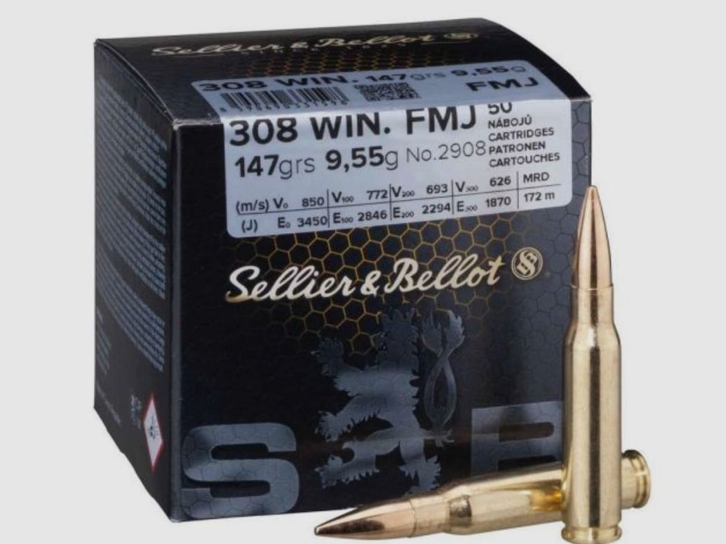 Sellier & Bellot .308 Win FMJ 147 Grain / 9,55 Gramm