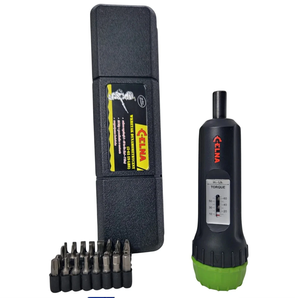 Celna destornillador dinamométrico 0,6–7 Nm (5–65 in-lbs) + 32 puntas