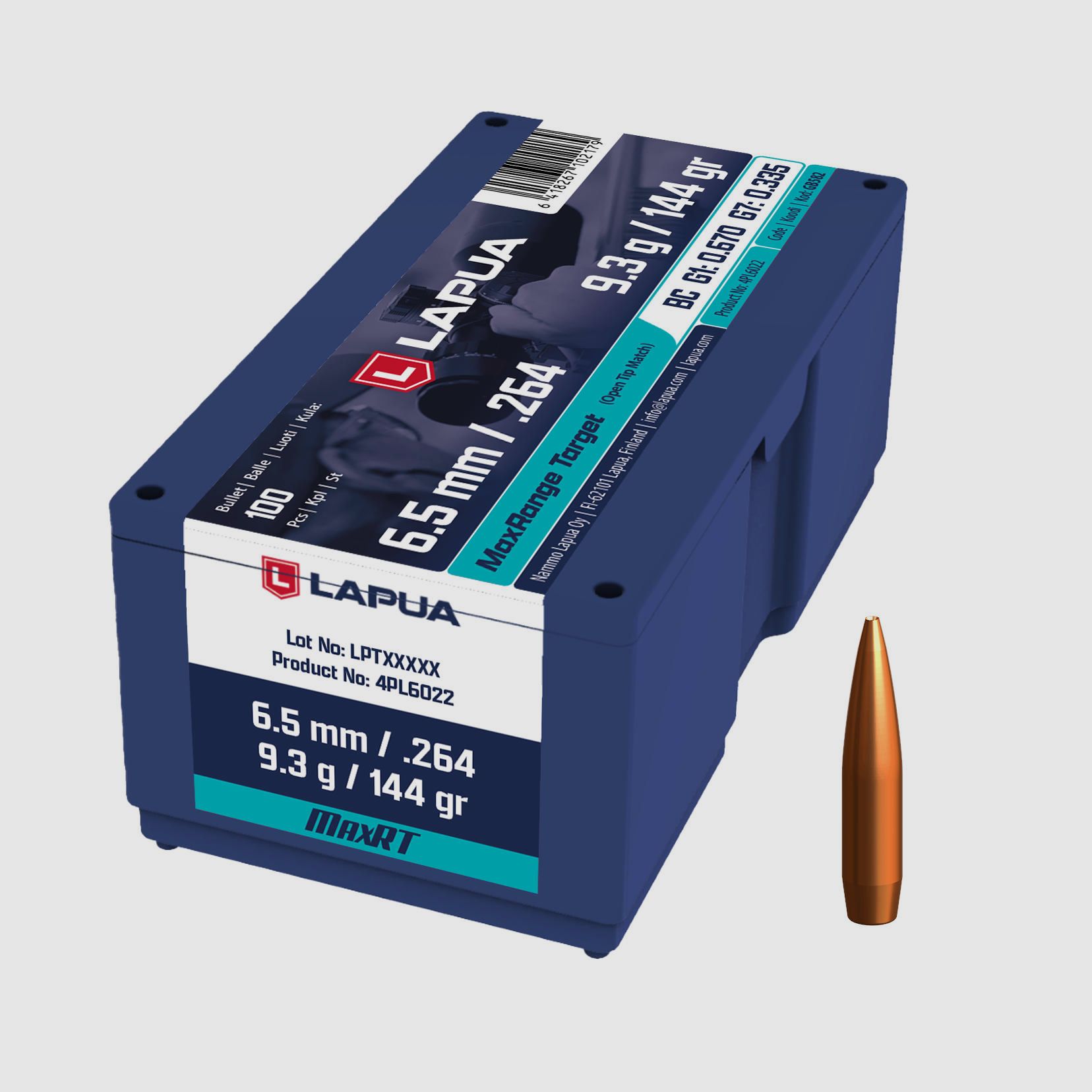 Lapua Max Range Target OTM – Kal. 265″ 144 gr (4PL6022) – 100 Stk