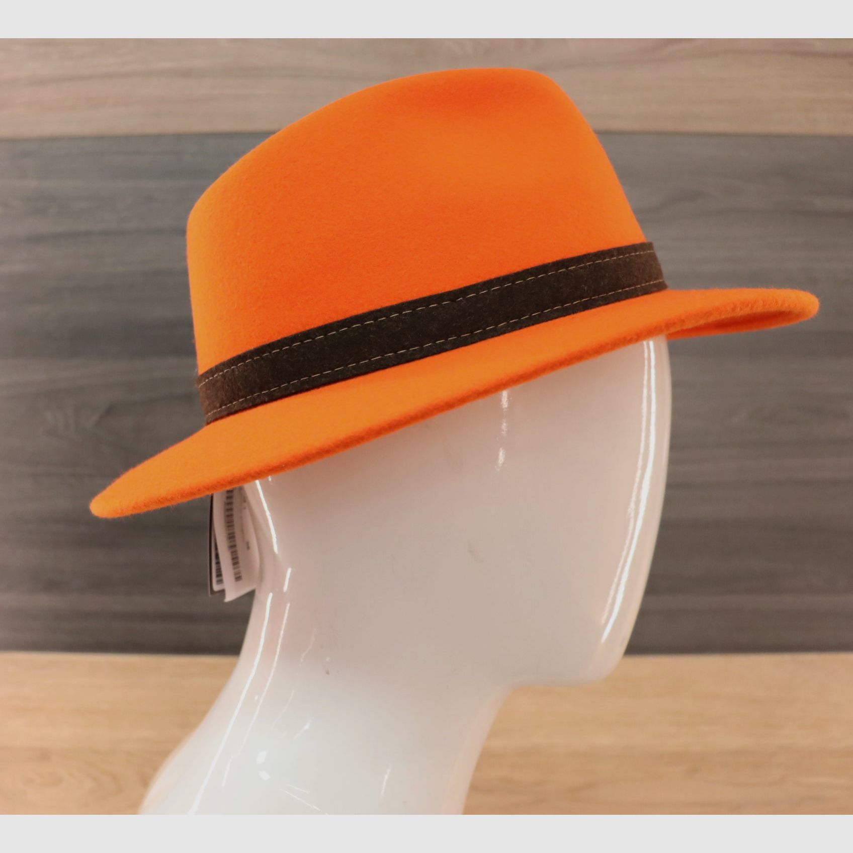 Fedora-Stadt Hut Wollfilz Orange-Braun mit umklappbarem Ohrenschutz, Bild 4 von 8