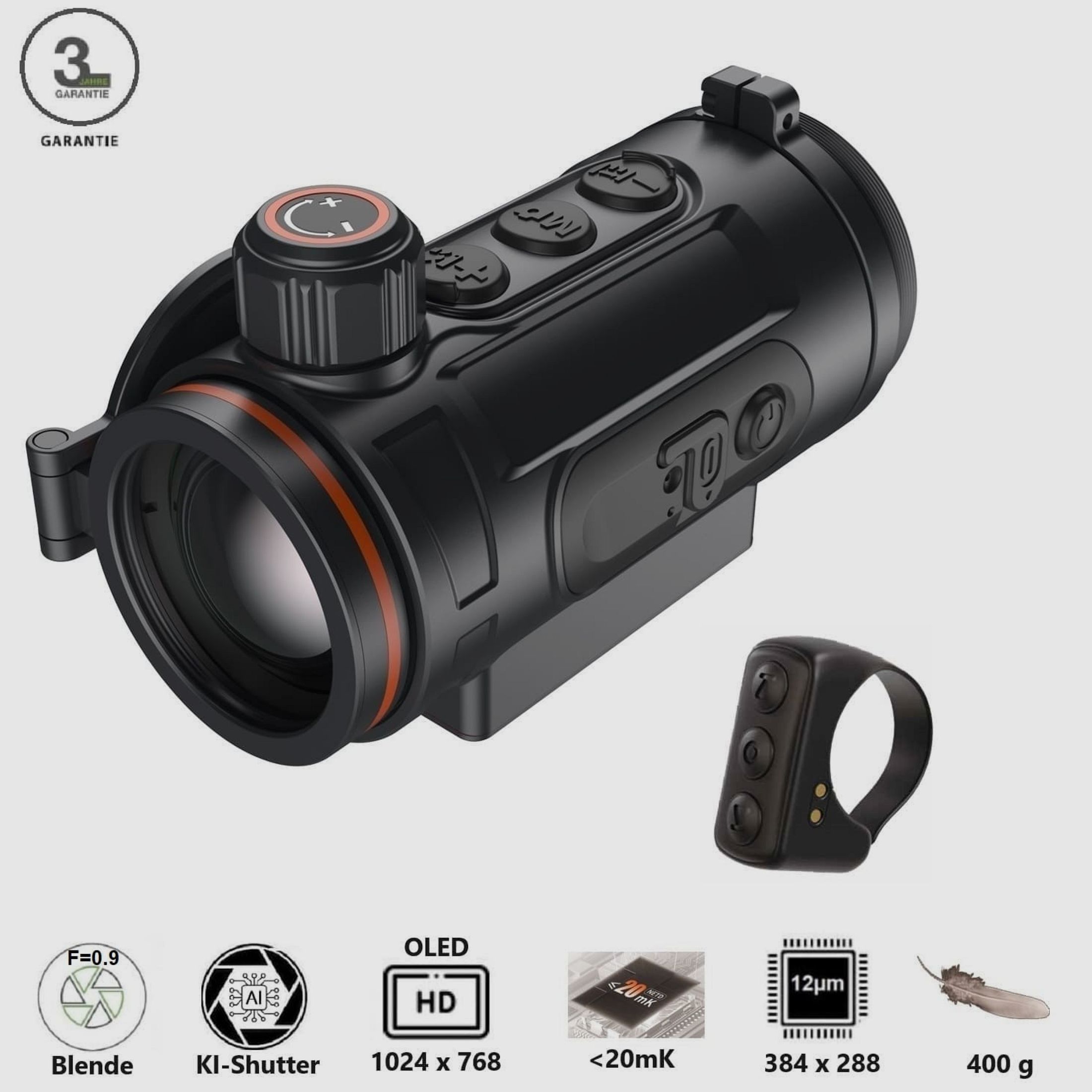 Thermtec Hunt 335 Wärmebildvorsatzgerät 384 x 288 Pixel ≤ 20 mK NETD