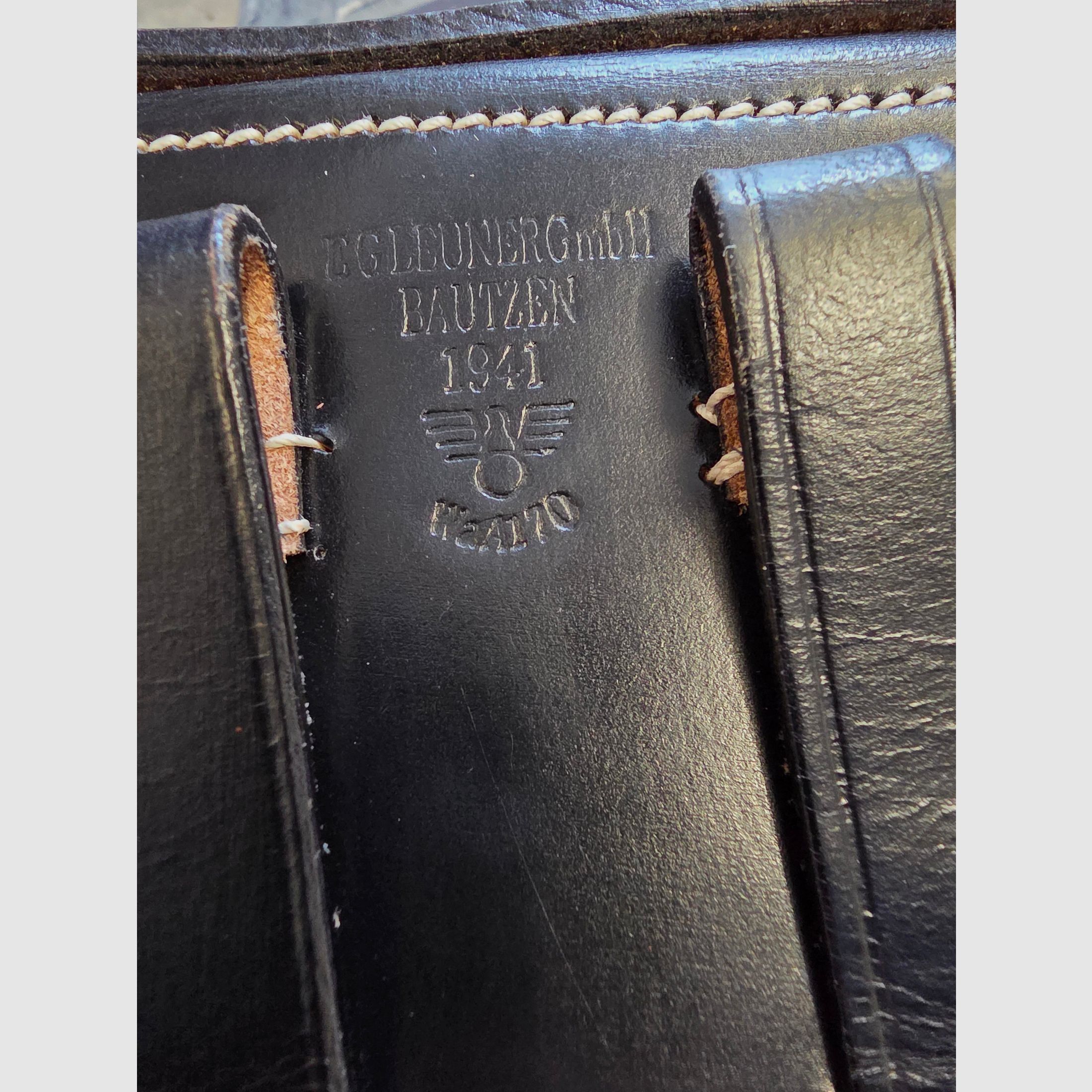 WH Holster WK2 Koffer MAUSER P08 Luger , Leder Schwarz , neufertigung / Reproduktion P.08