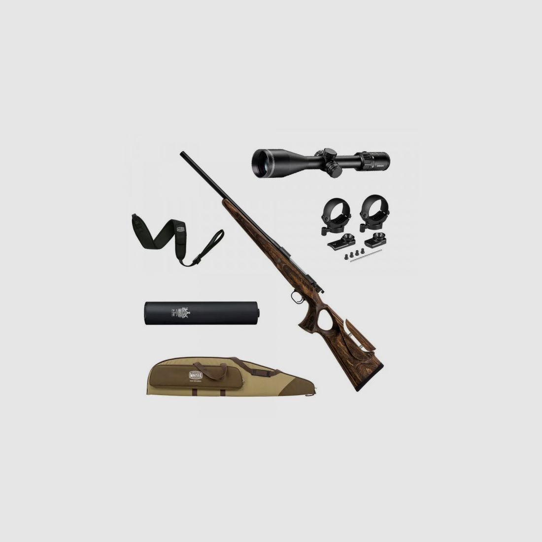 MAUSER 12 MAX JUNGJÄGER-PAKET - .308WIN + MINOX 3-15x56 + SCHALLDÄMPFER U.W.