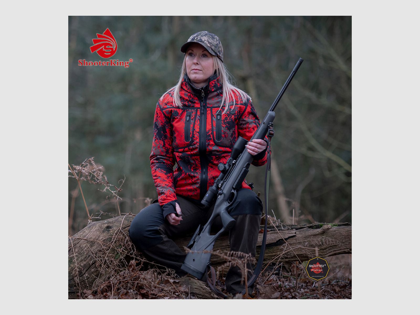 Kurtka Softshell dla kobiet SHOOTERKING Forest Mist Red